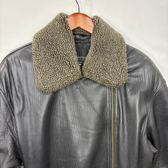 Express Size M Leather Coat Vintage Thinsulate Belted Removable Sherpa Collar - Picture 4 of 16